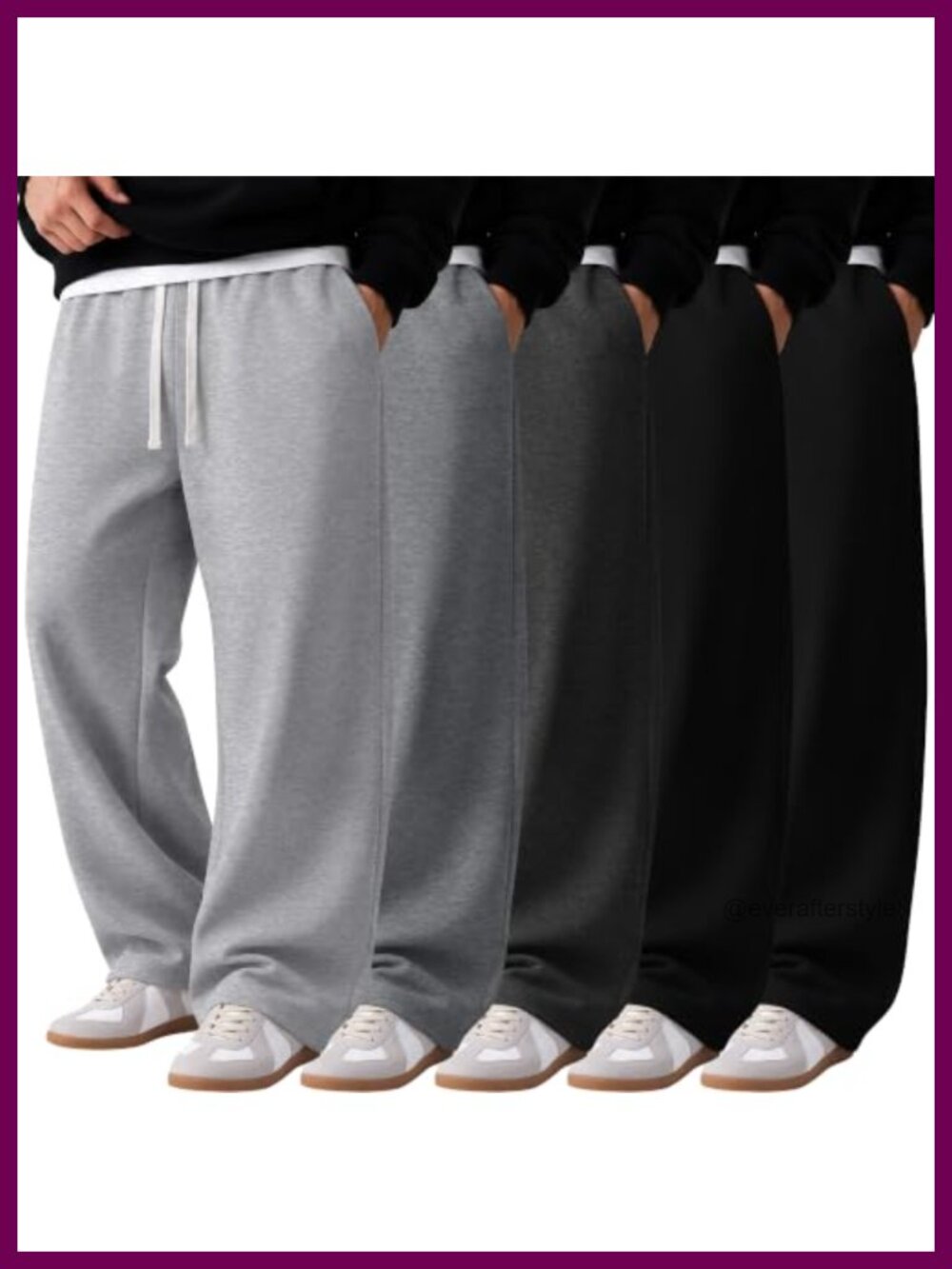 5 Pack Men's Baggy Sweatpants Wide Leg Open Bottom Pants